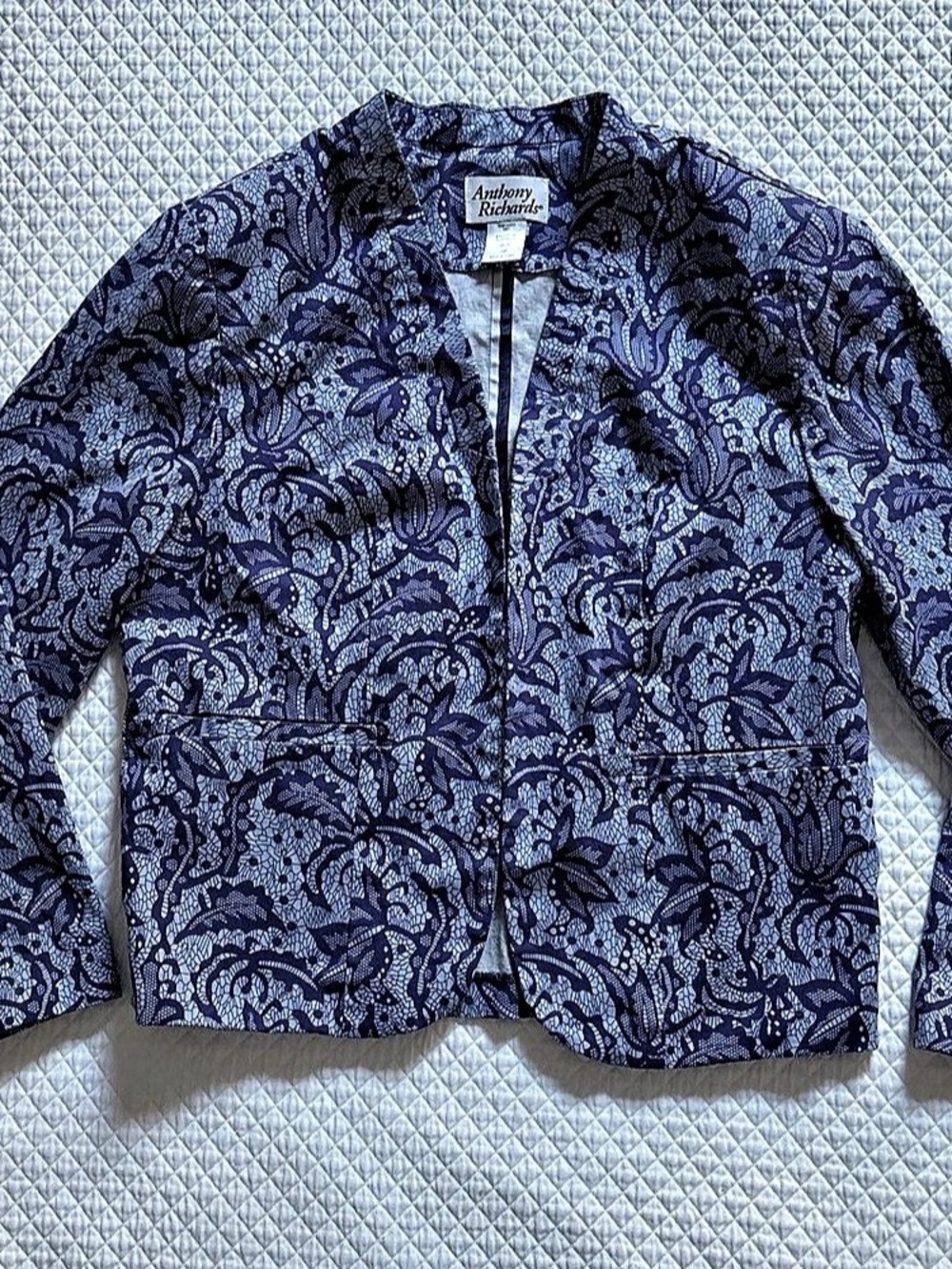 Anthony Richards Cotton Blazer in Blue & Purple Size 10P Like New